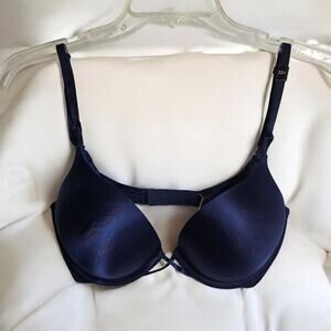 NWOT $55 VICTORIA'S SECRET BOMBSHELL 32D LACE WING PLUNGE BRA NAVY BLUE SEXY
